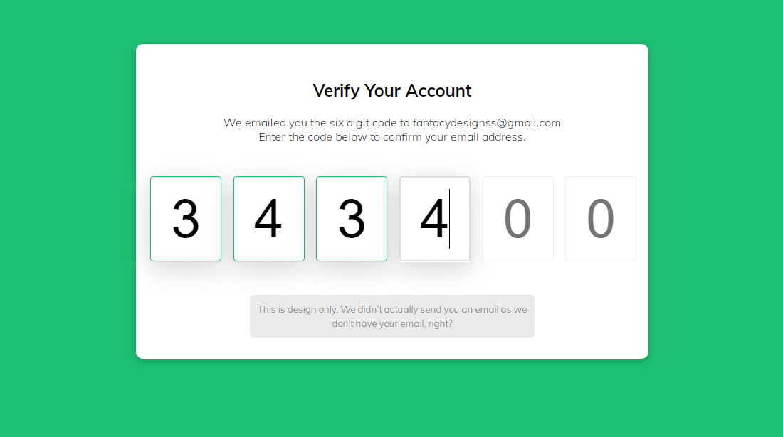 Email verification template using Html, CSS and javascript