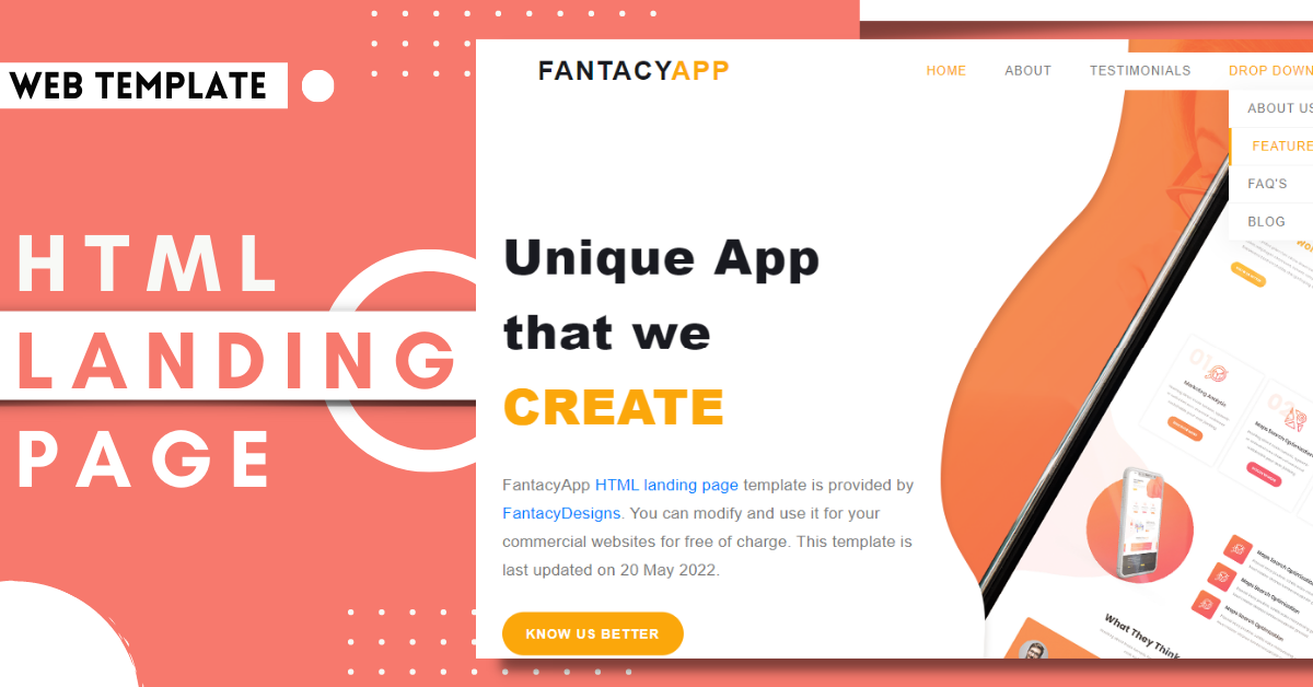 Html landing page template free | Landing page CSS